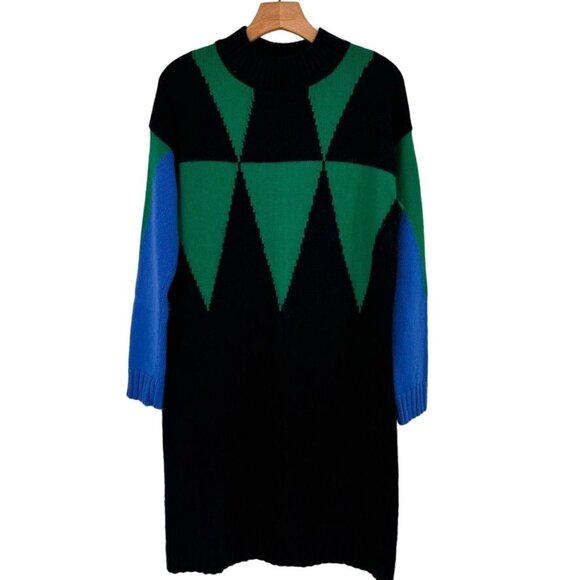 Etcetera Womens  Green Geometric Sweater Dress size large cotton blend - Picture 1 of 13